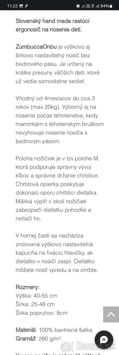 Predám nosič pre dieťa Zumbucca ZNÍŽENÁ CENA - 2