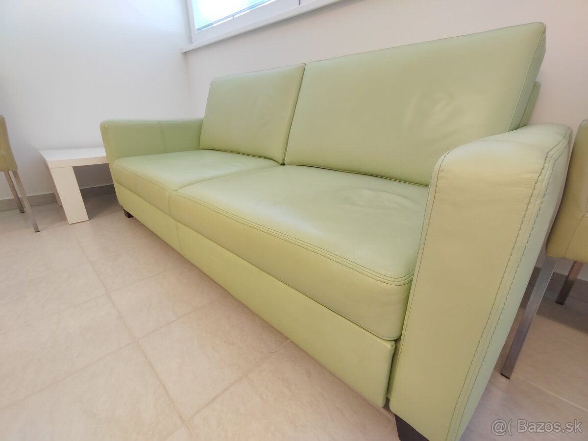 Kožená rozkladacia sedačka – zelená, 206×95 cm - 2