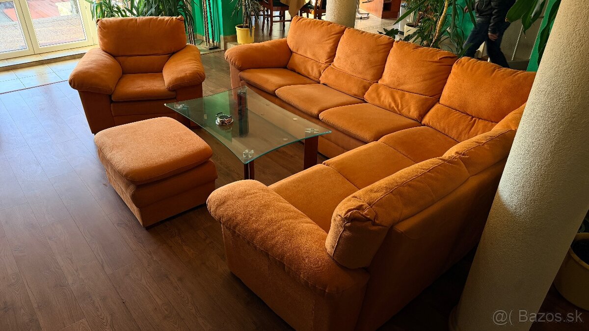 Rohova sedacia súprava s kreslom a taburetkou - 2