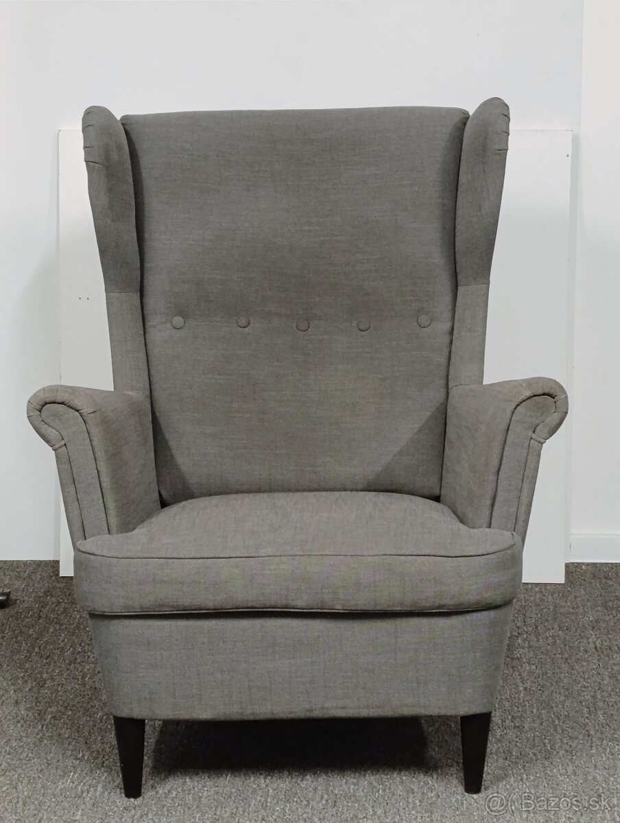 kreslo-ušiak STRANDMON sivé - 2