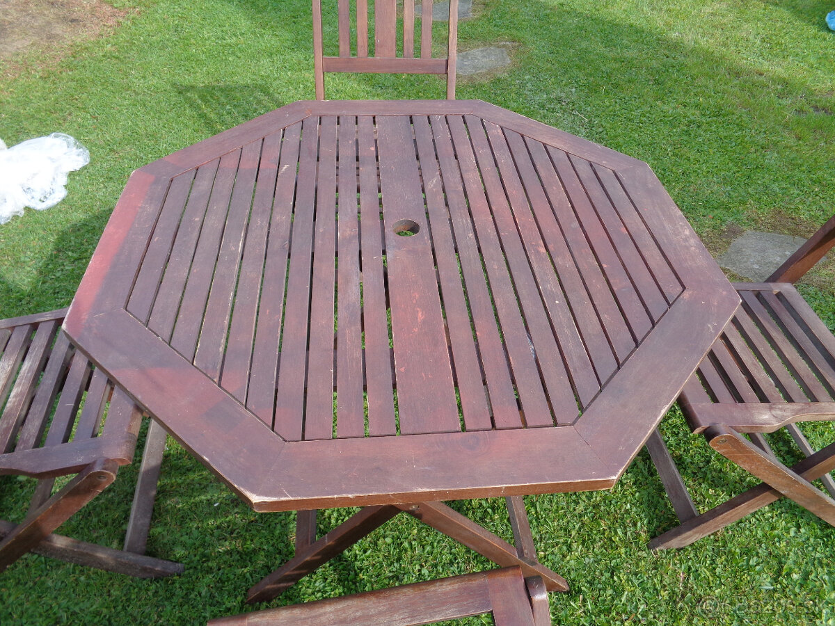 Záhradná súprava 4x stolička +stôl teak - 2