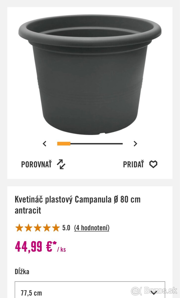 Kvetináč 80cm antracit - 2