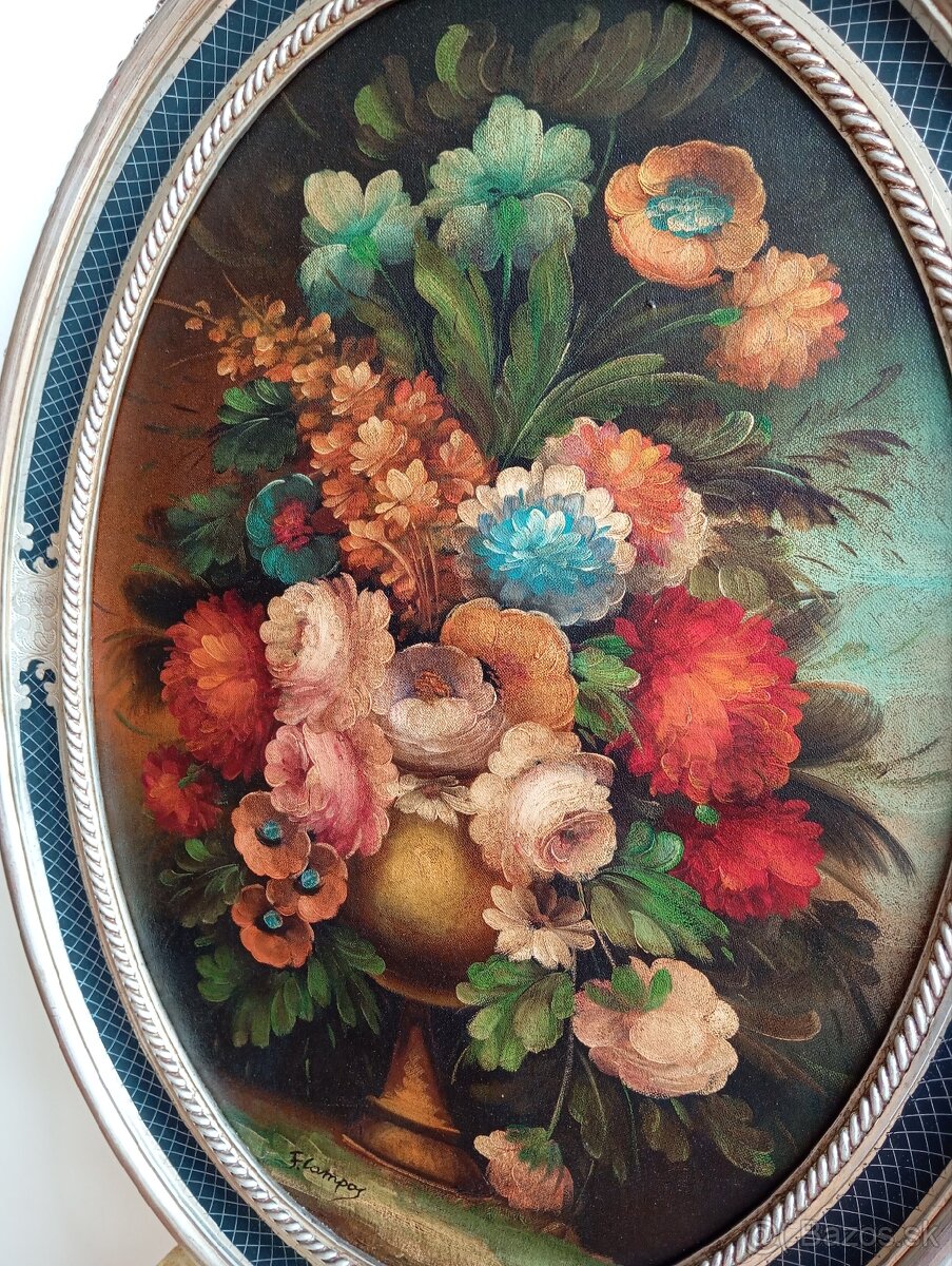 Florencia Campos - luxusný oválny olej na plátne 87x67 - 2