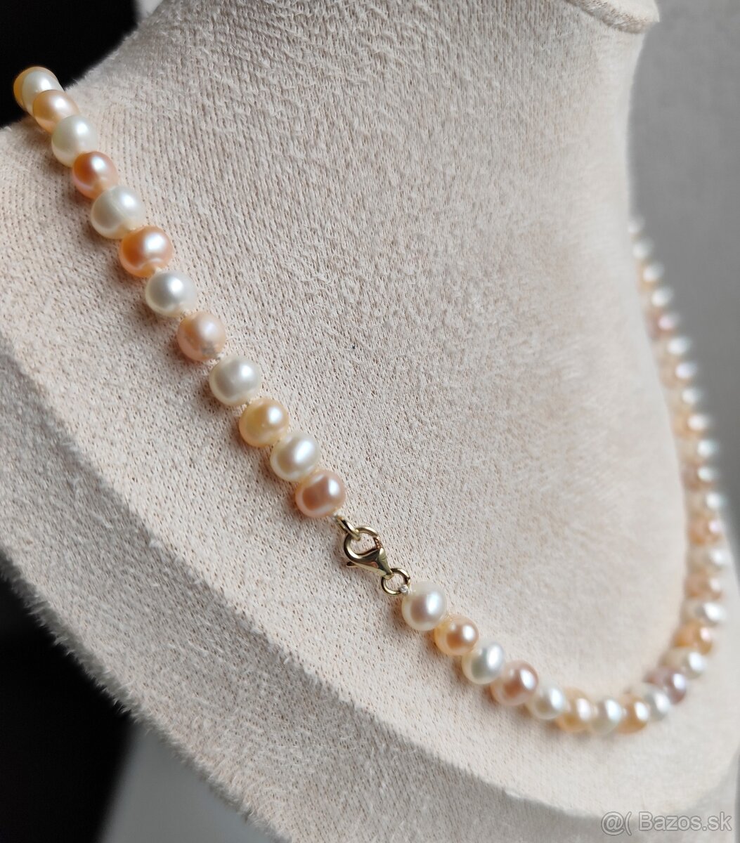 Náhrdelník riečne perly zlato 14k 585 perlový náhrdelník - 2