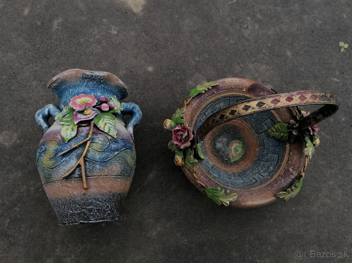 Predám keramická váza a košík - 2