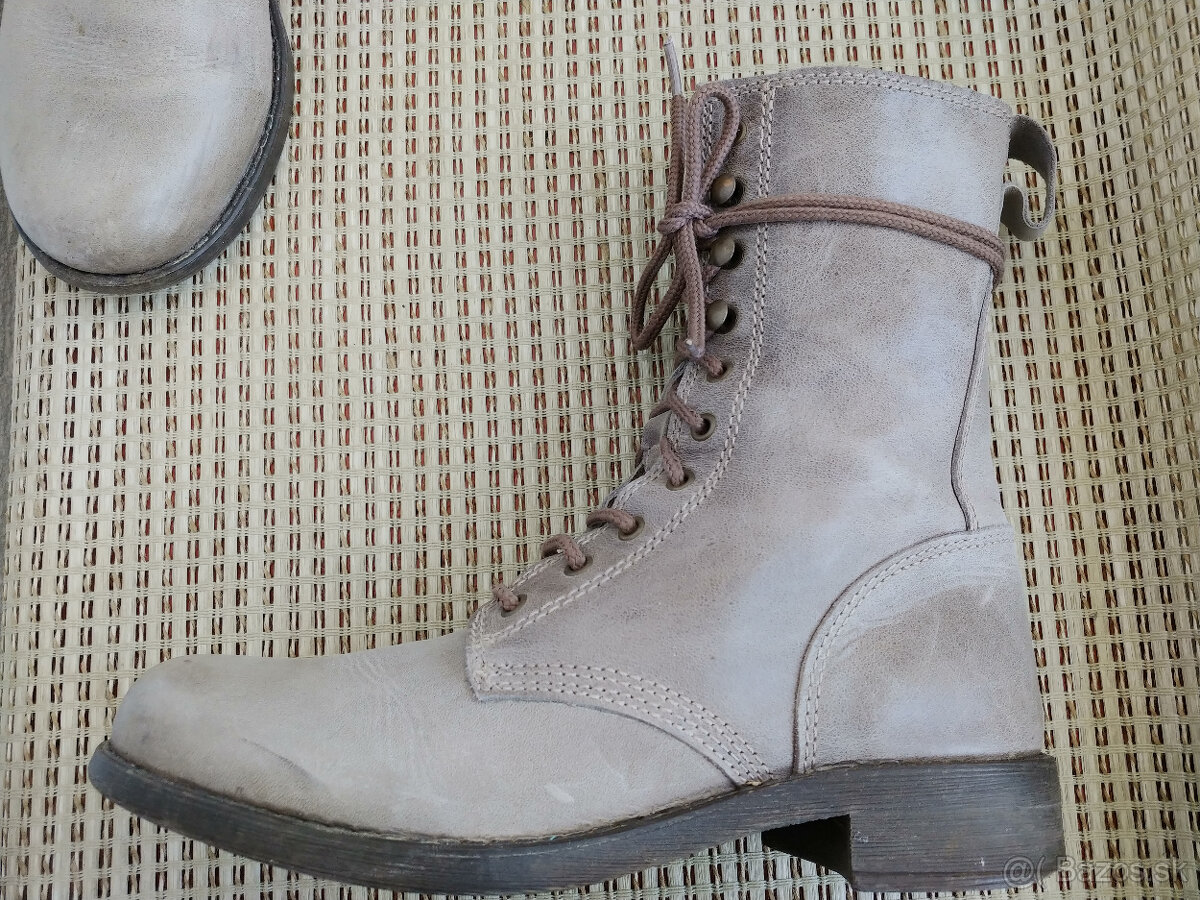 Kožené snurovacie topánky sivo-hnedé, veľkosť 39 - 2