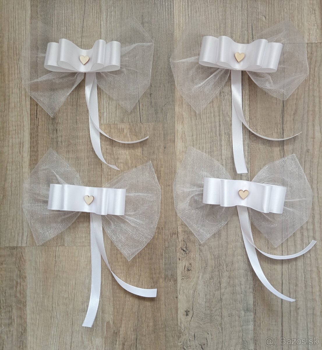 svadobná výzdoba na auto na jutovine krémová - 2