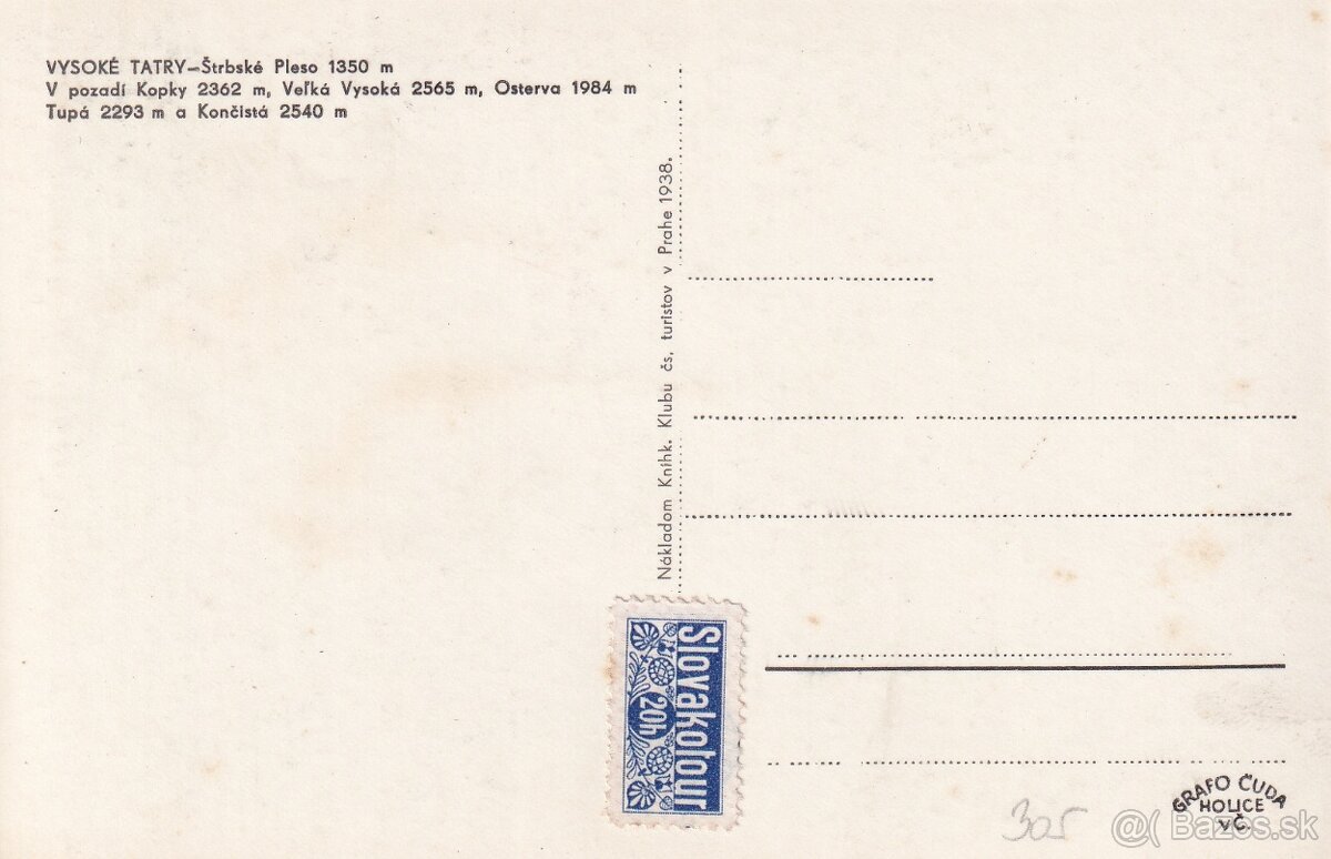 Staré pohľadnice Vysoké Tatry, Solisko, Štrbské Pleso - 2