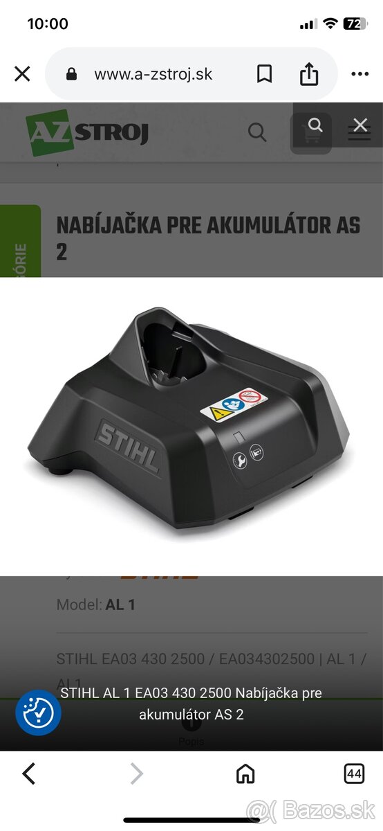 Nabíjačka akú Stihl pre model as2 - 2
