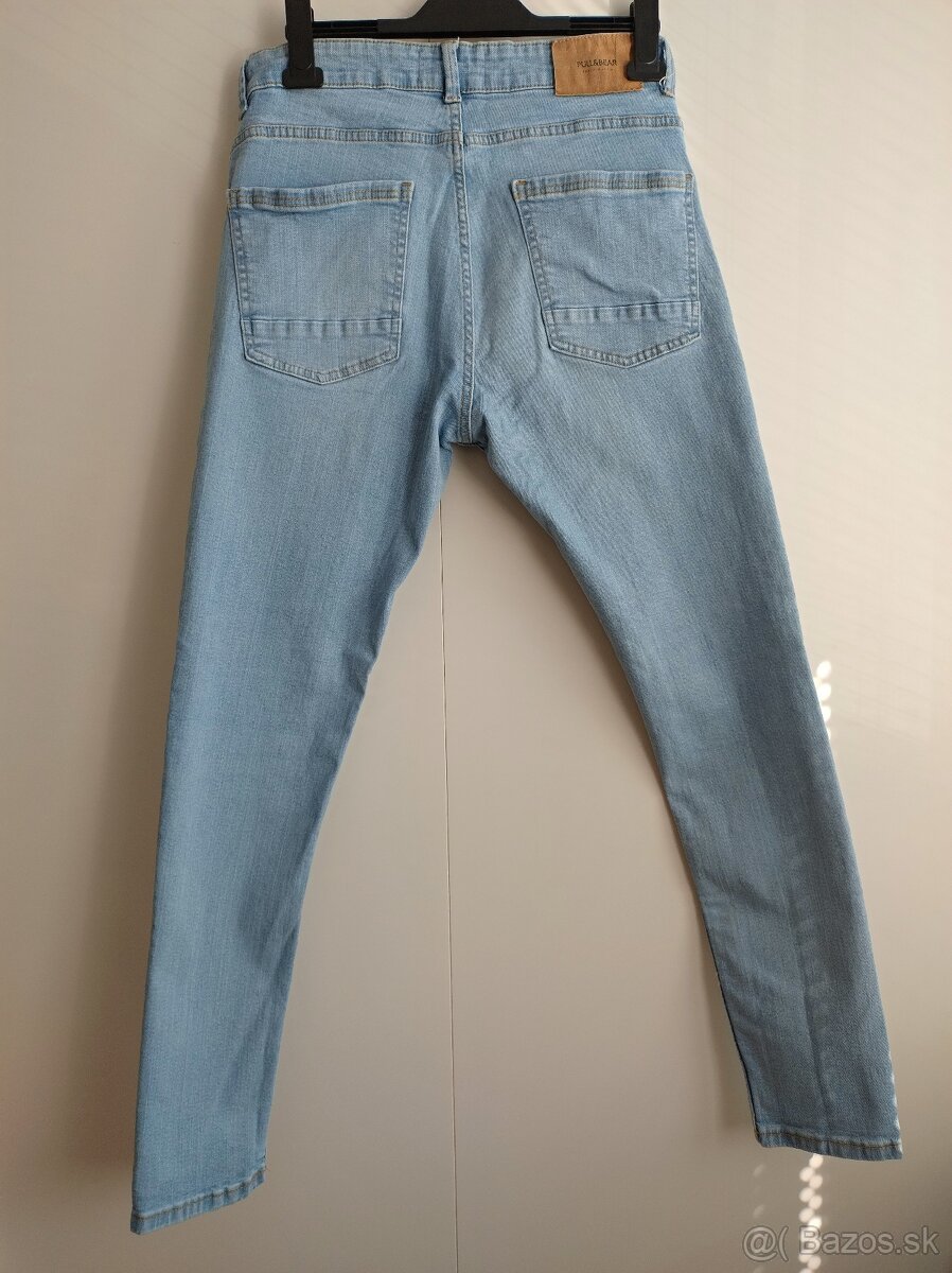 Pánske modré obtiahnuté rifle (Pull&Bear) - 2