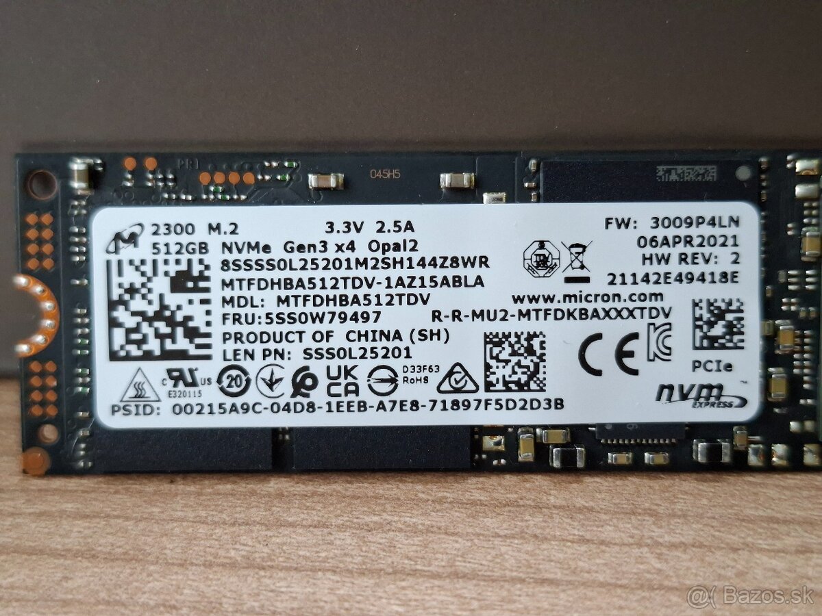 512GB SSD M.2 NVMe, znacka Micron - 2