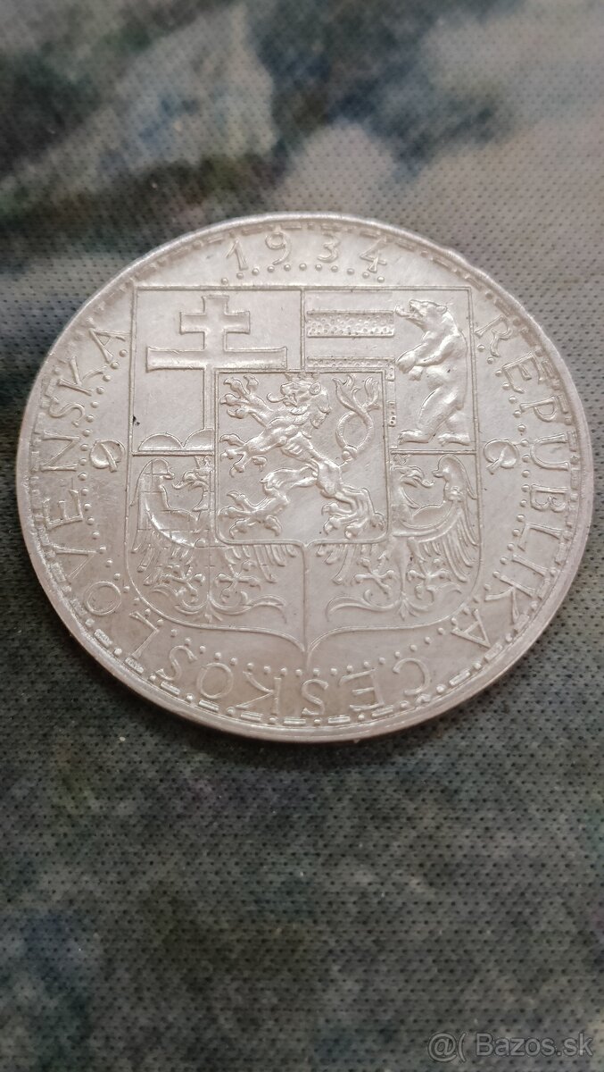 Strieborná minca 20 Kč 1934 - 2