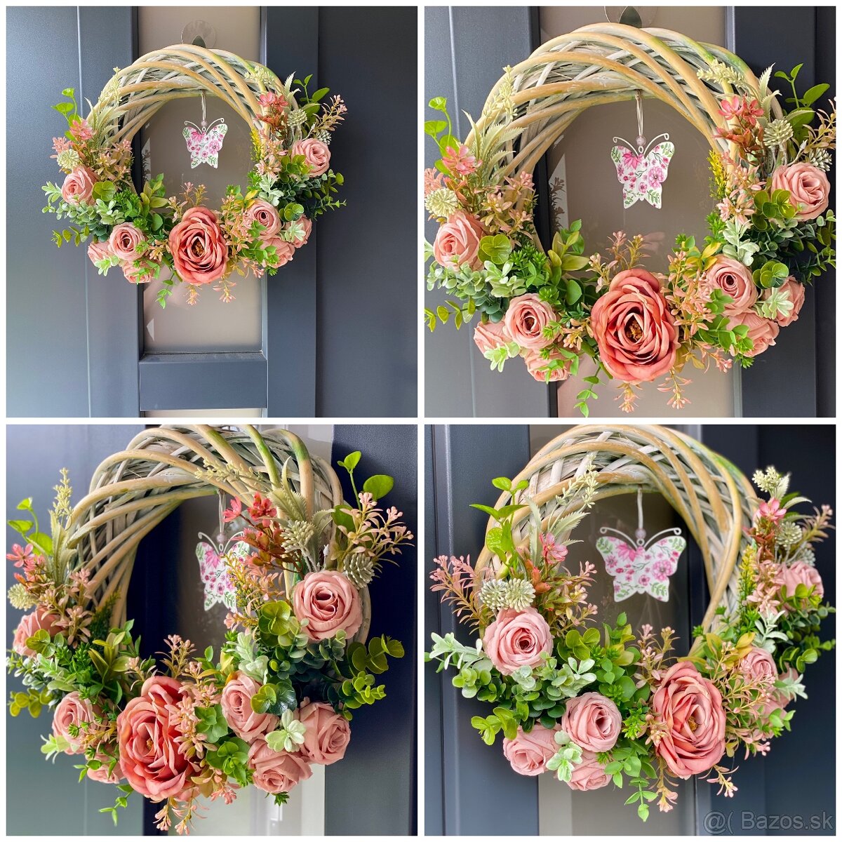 Letný veniec na dvere na prutenom základe LV5 venček - 2