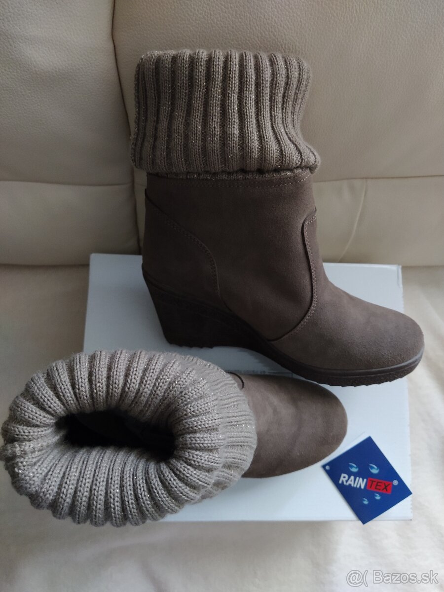 NOVÉ kožené hnedé čižmy veľ. 38 (osobný odber) - 2