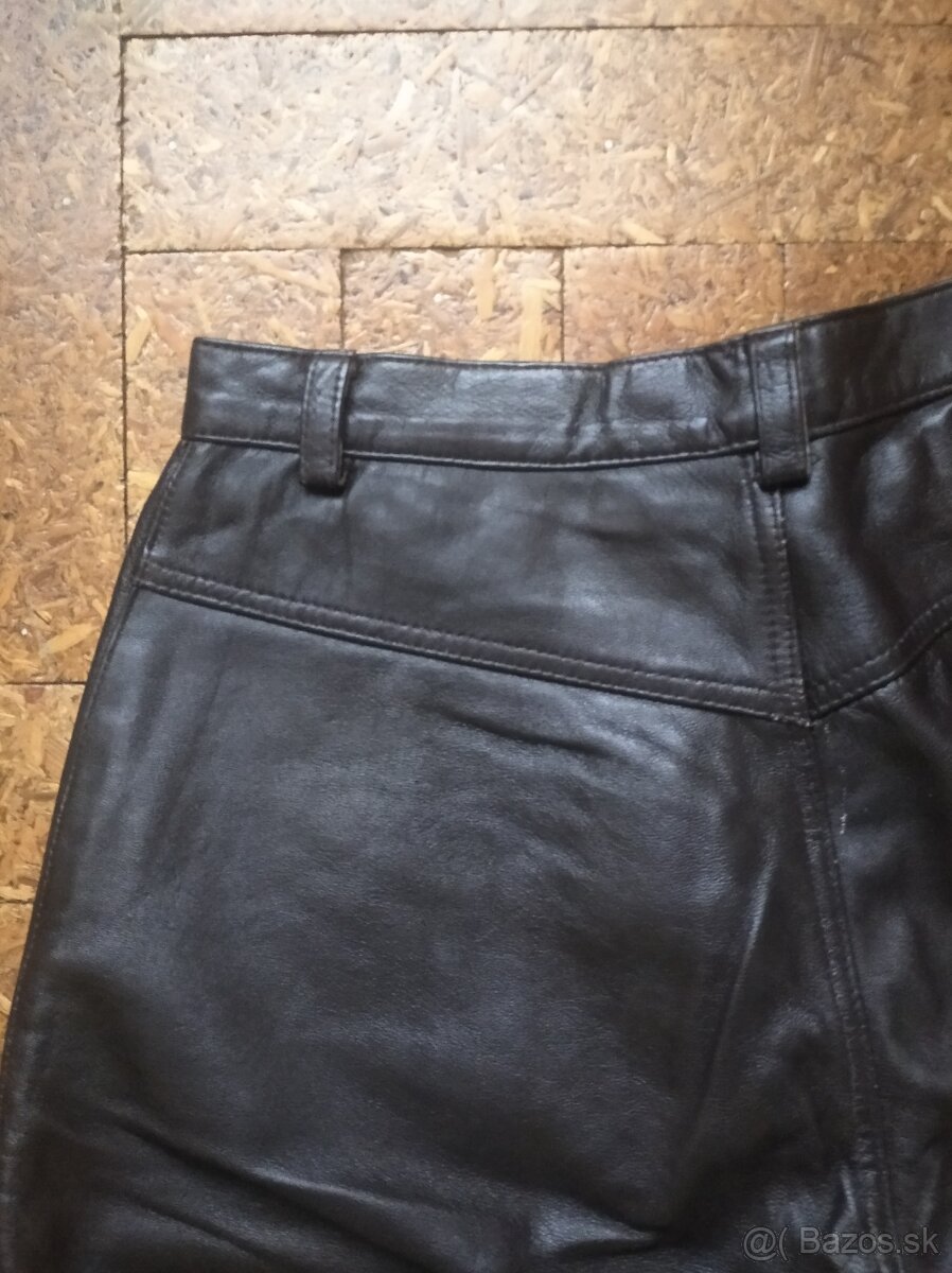 Hnedé kožené nohavice dámske - 2