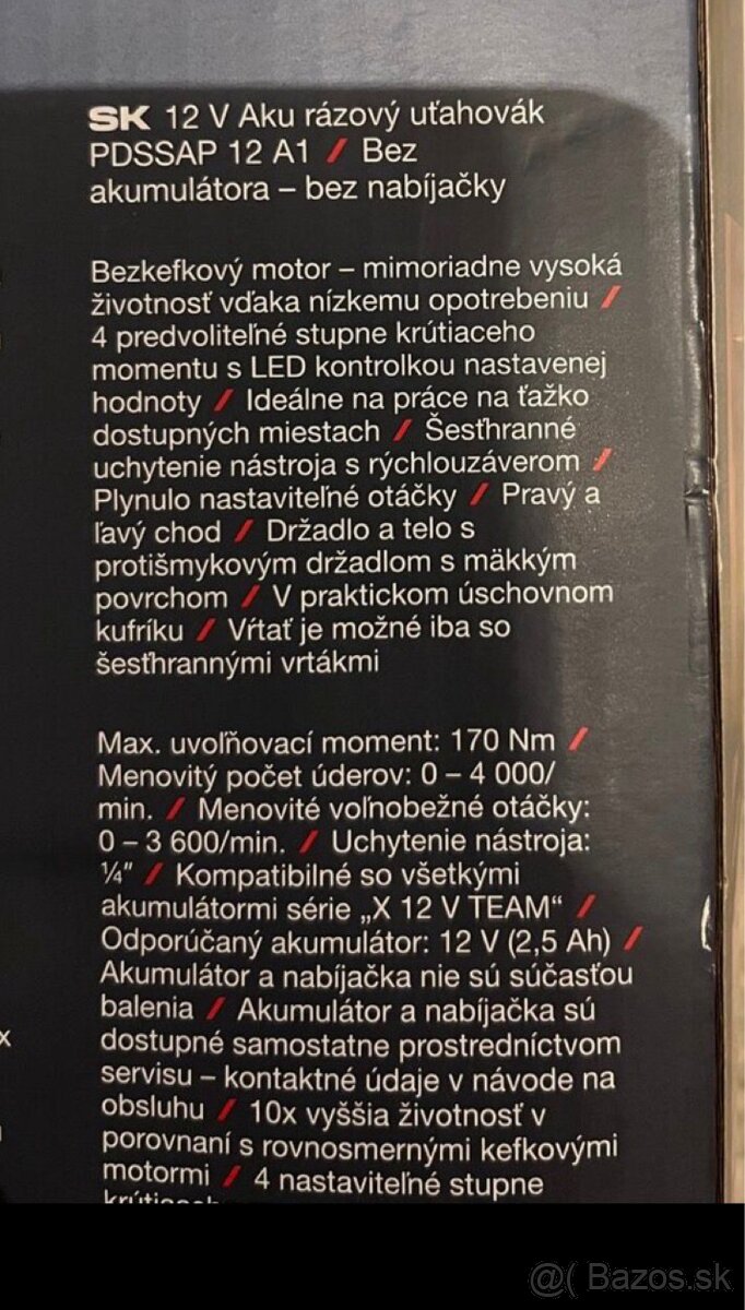 Aku Razovy utahovak 12V Parkside Performance - 2