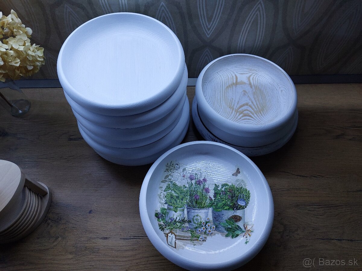 Drevená miska biela, patinovaná - 2