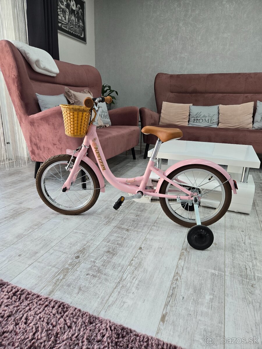 Ruzovy retro bicykel kenzel Luna s košíkom - 2
