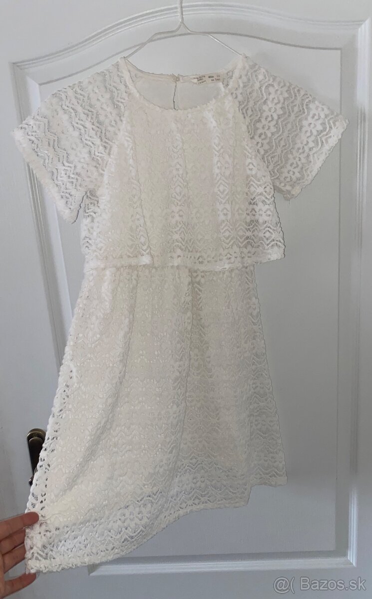 Biele cipkovane saty Zara velkost 140 - 2