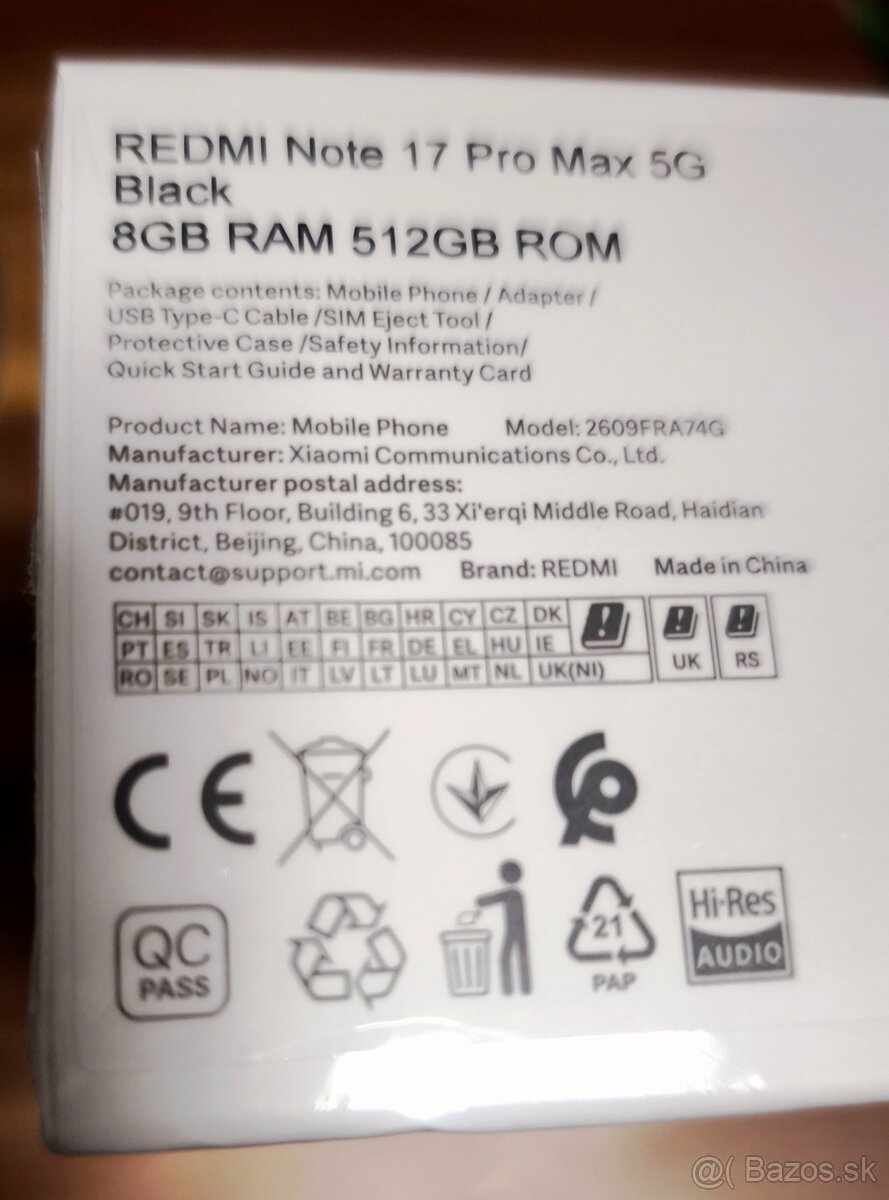 Xiaomi redmi note 17 pro max 8/512gb čoerny - 2