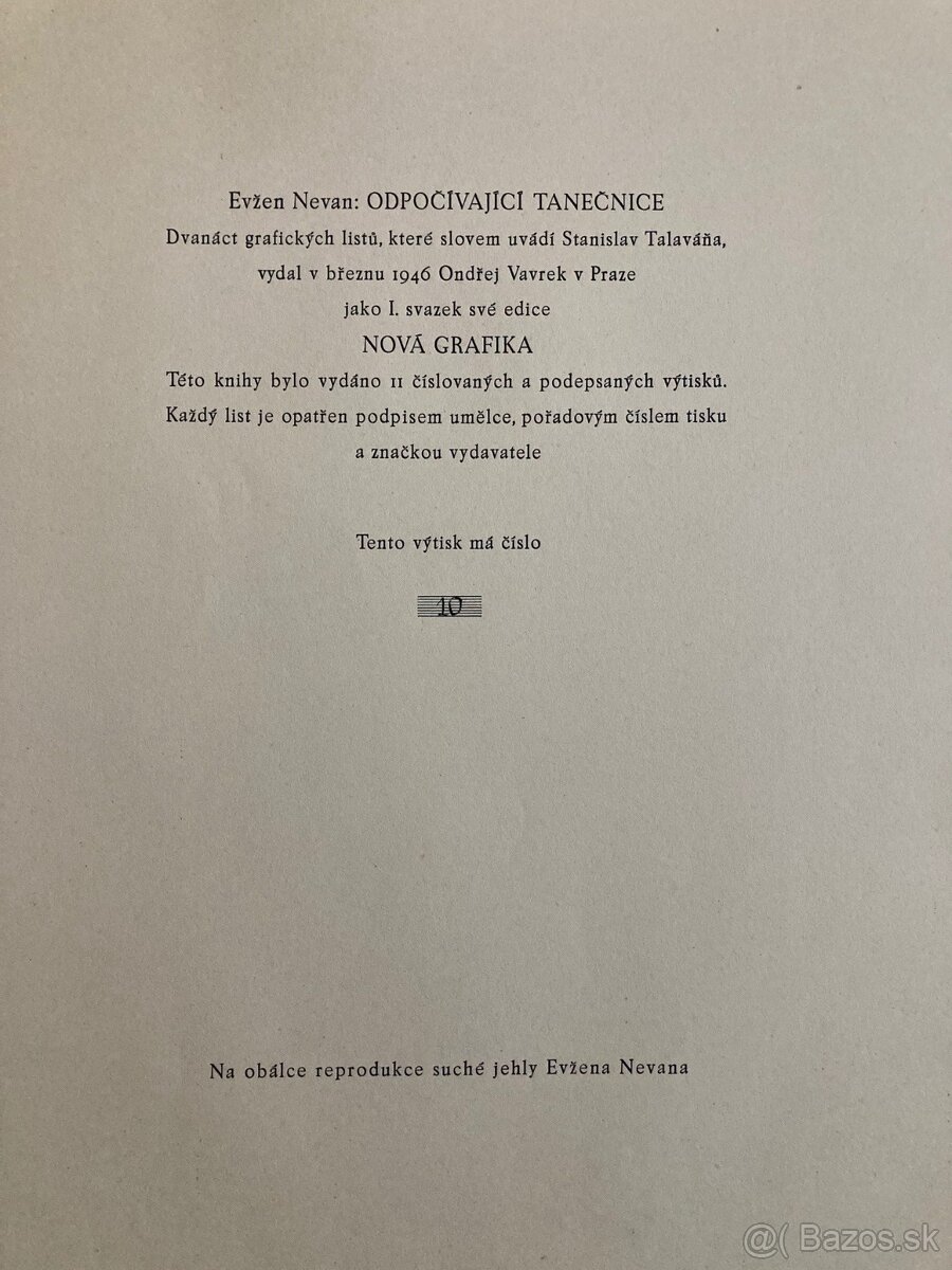 E. Nevan - Odpočívající tanečnice (12 grafík), 1946 - 2