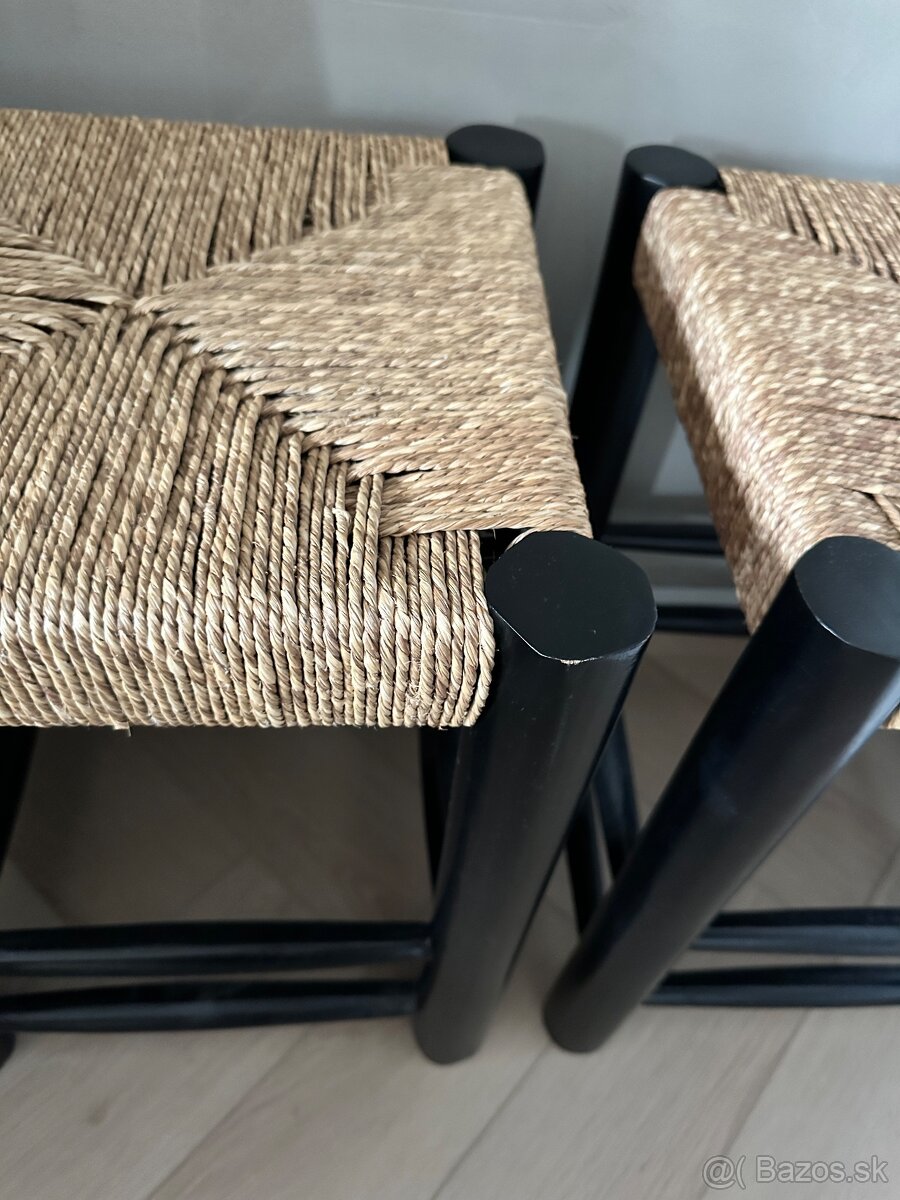 Drevena pletena jutova taburetka - 2