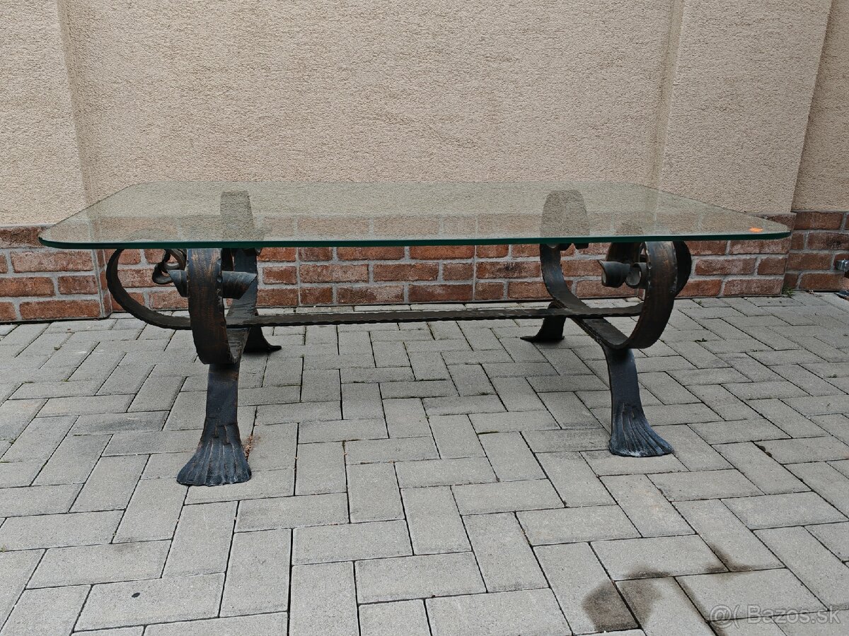 Kovaný stôl s hrubým sklom - 2
