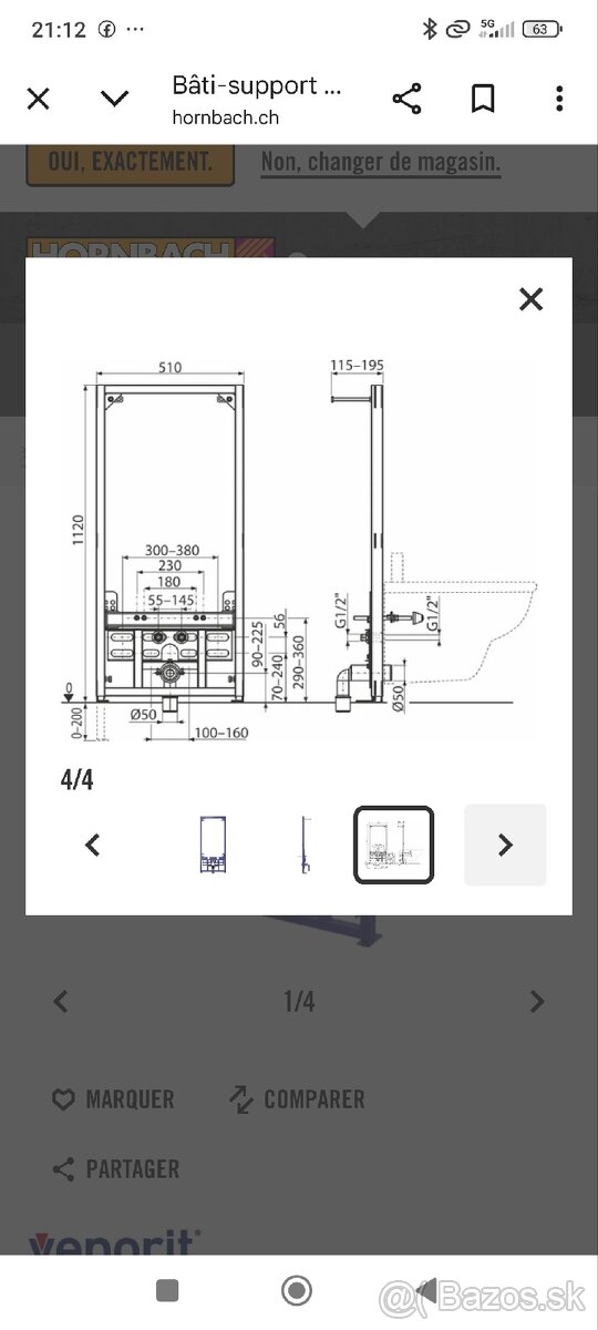 Montážny rám pre bidet - 2