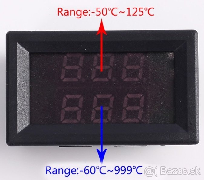 Dvojitý LED digitálny Teplomer do 999 st.C typ-K - 2