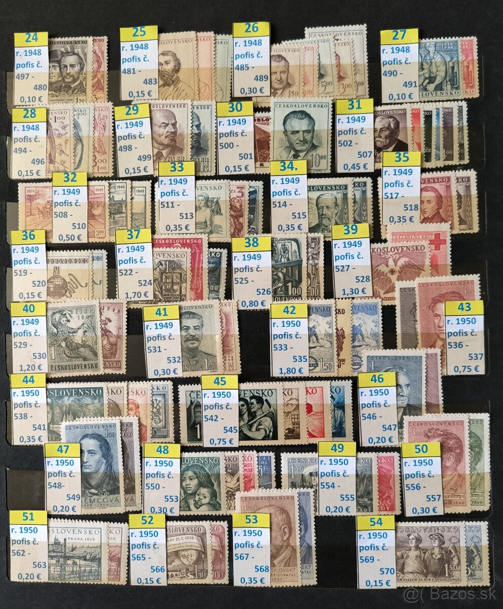 Poštové znánky Československo - série čisté / 1 - 2