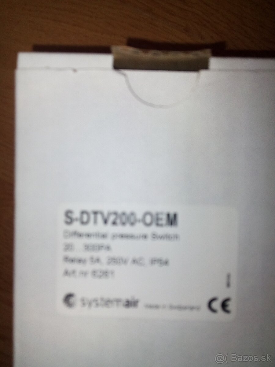 Predám snímač tlaku Systemair DTV 200 - 2