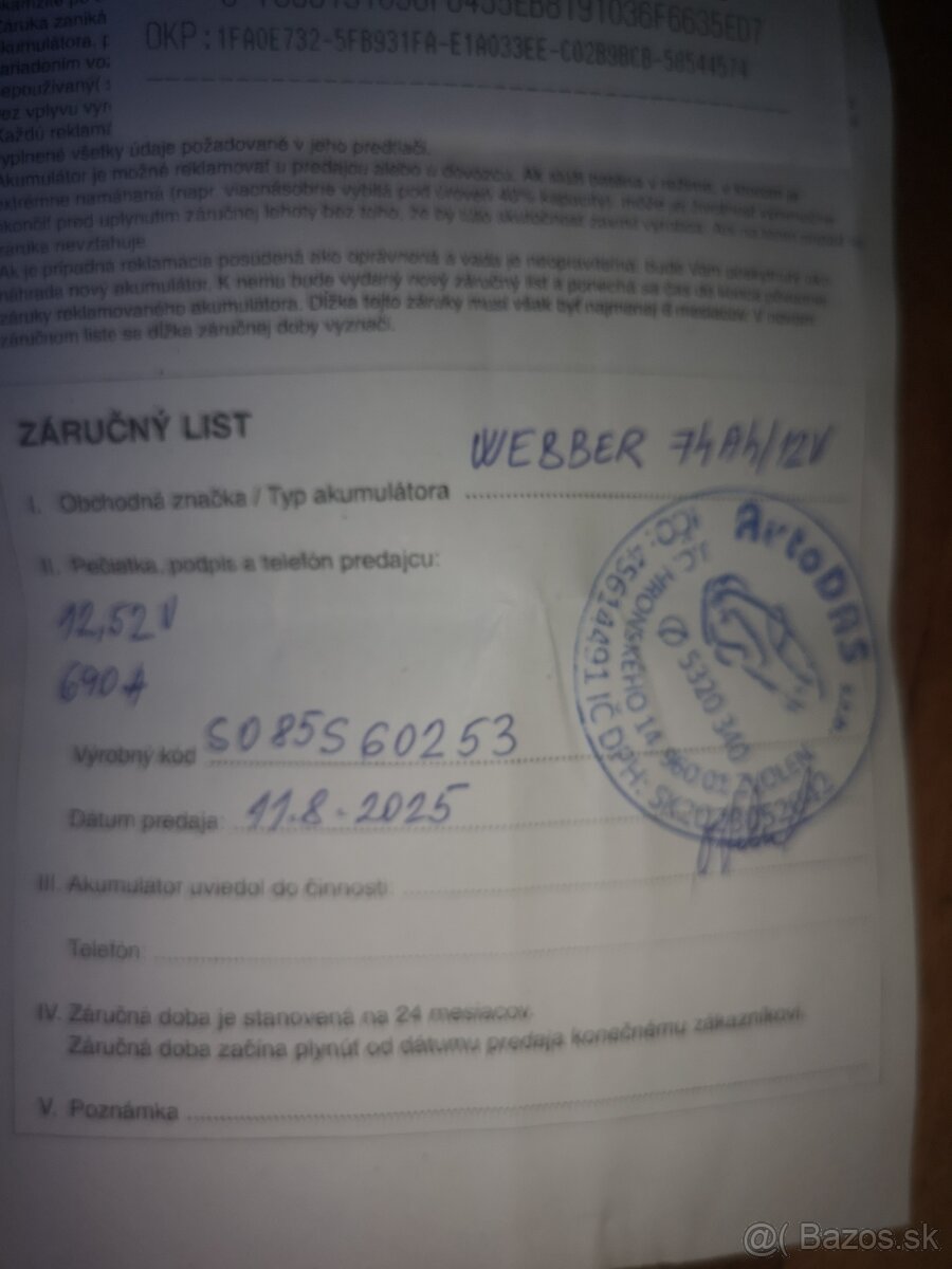 Barerka weber 74 ah - 2