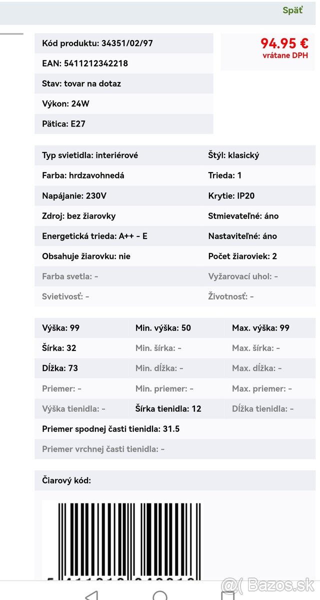 Lampa Calabre vysiaca, nová, nepoužitá - 2