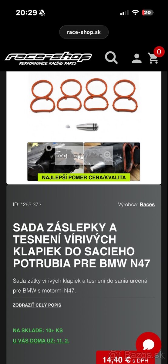 Záslepka na vyrive klapky bmw n47 - 2