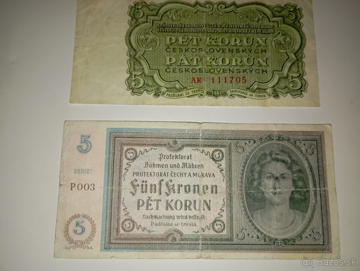 BANKOVKY 5 KČS 1940-1961, 3 RŮZNÉ EMISE - 2