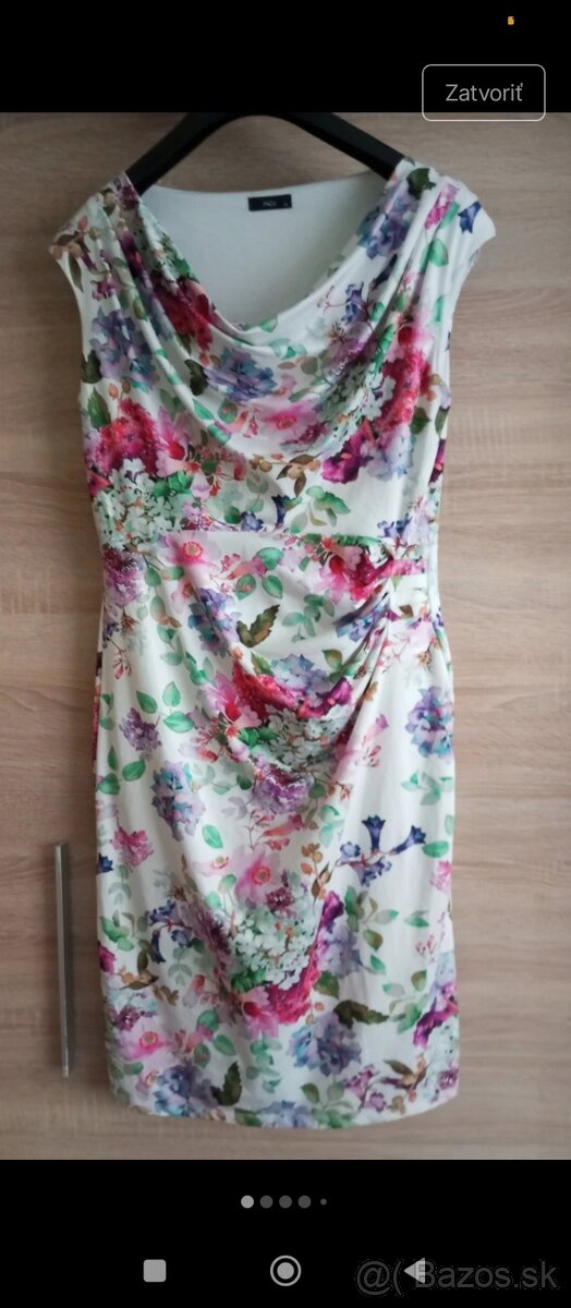 Spoločenské šaty biele s kvetmi L/xl - 2