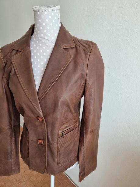 nové hnedé kožené sako Comma v. 38 - 2