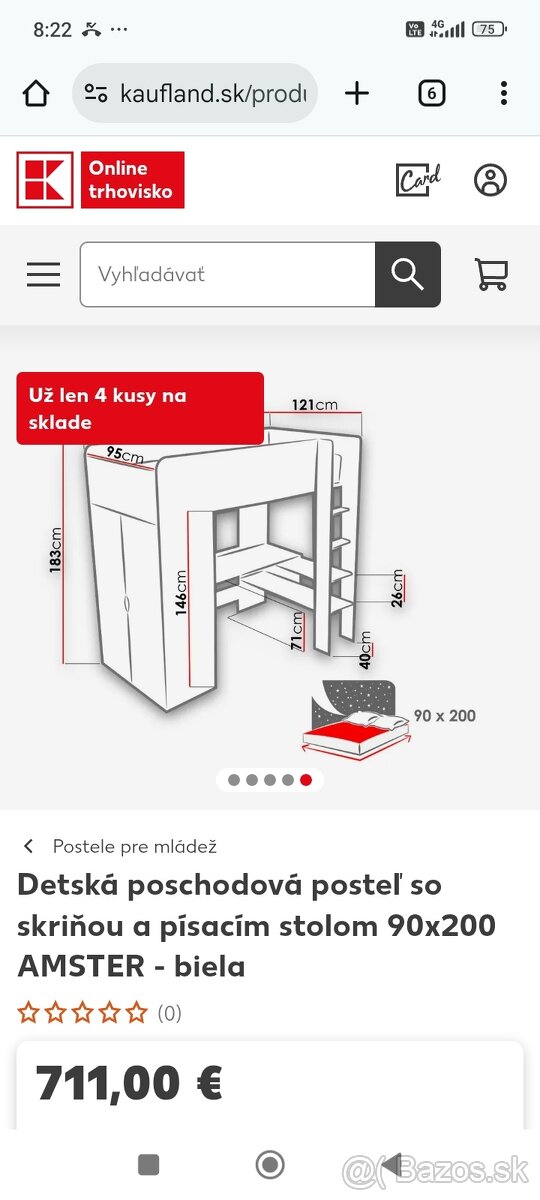 Poschodová posteľ zo skrinou a Pc stolíkom plus matrac - 2