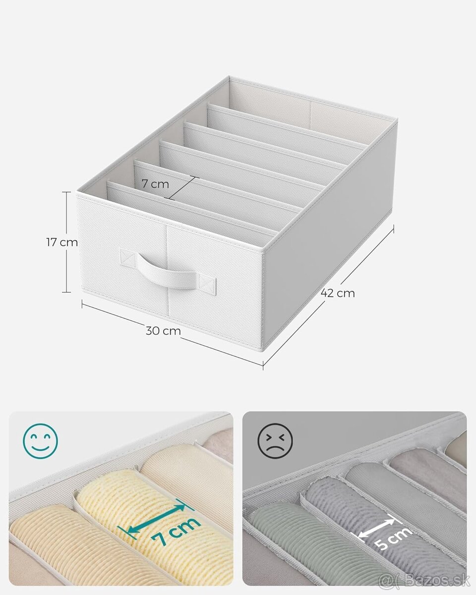 SONGMICS skladacie organizéry na oblečenie – set 4 ks, biele - 2