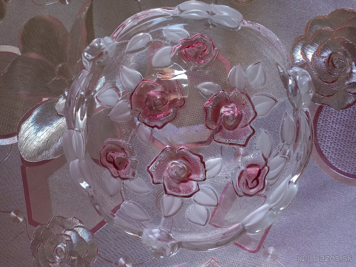 Ozdobná kryštálová miska s motívom ruží - 2
