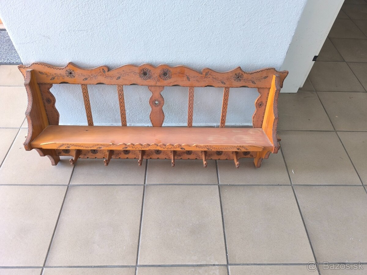 Starožitná drevená polica - 2