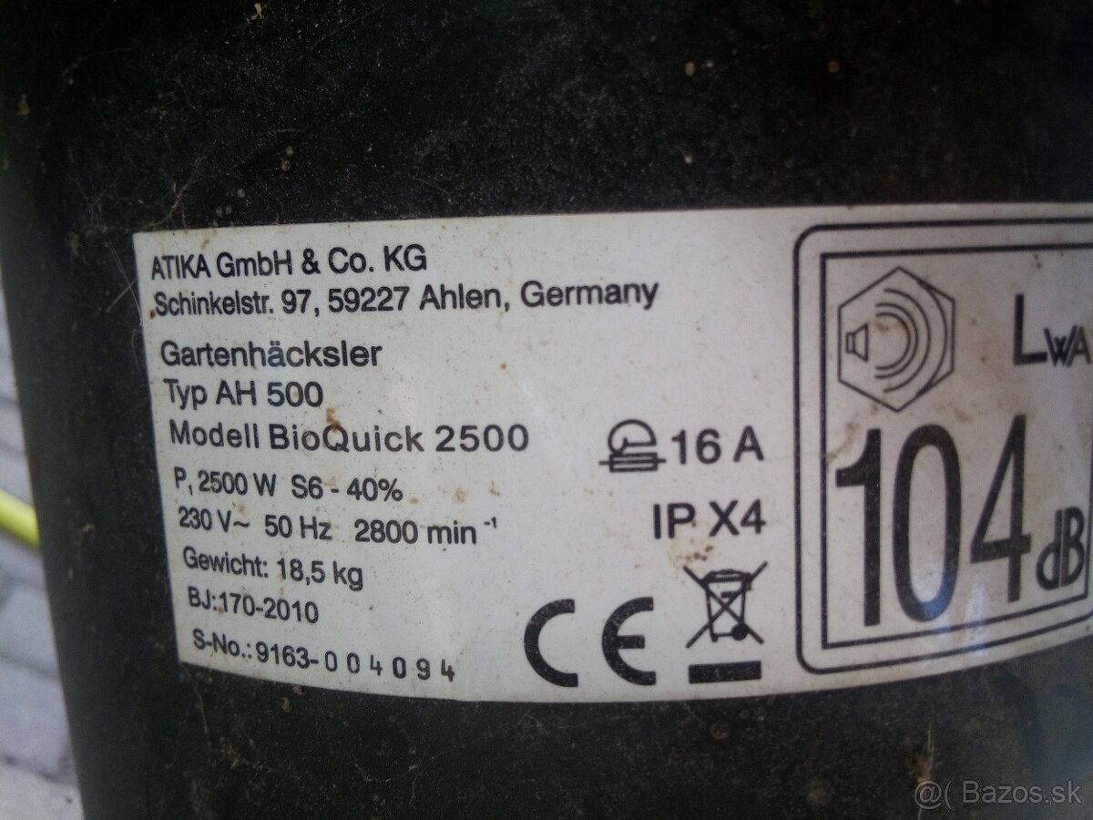 Predám elektrický drvič,štiepkovač - 2