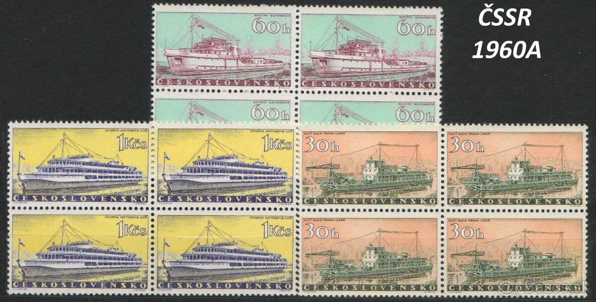 Poštové známky, filatelia: ČSSR 1945-58, čisté štvorbloky - 2