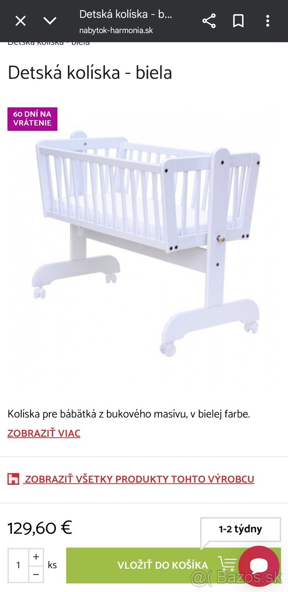 Postieľka s možnosťou kolísky - 2