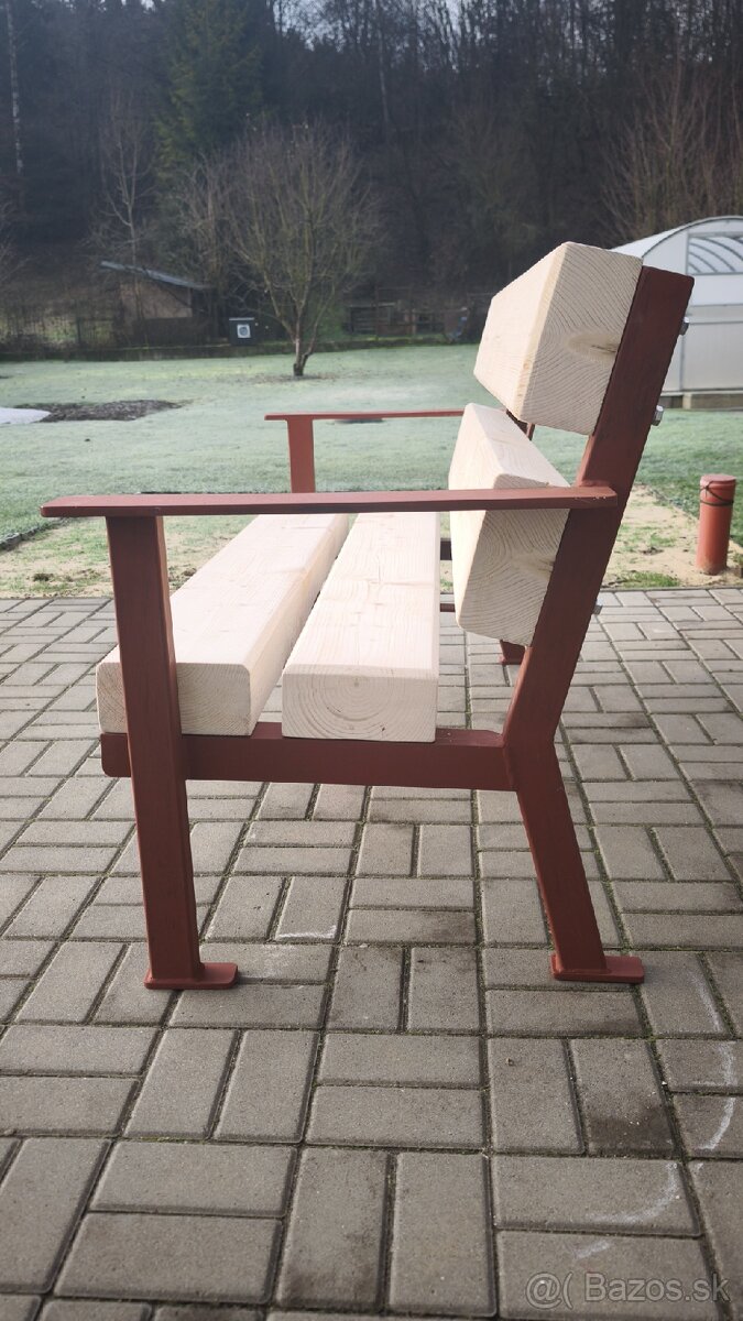 Ručne robená masívna záhradná lavička - 2