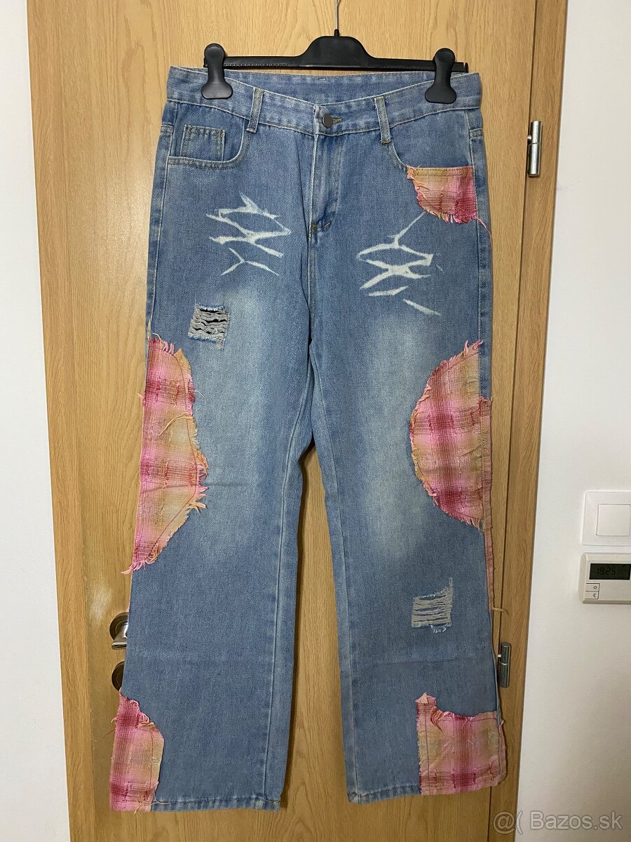 Panske rifle y2k patchwork jeans alternative - 2