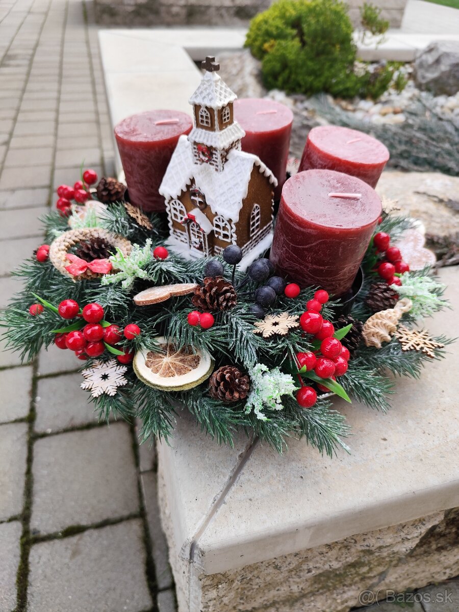 Vianočný adventný veniec perníkový - 2