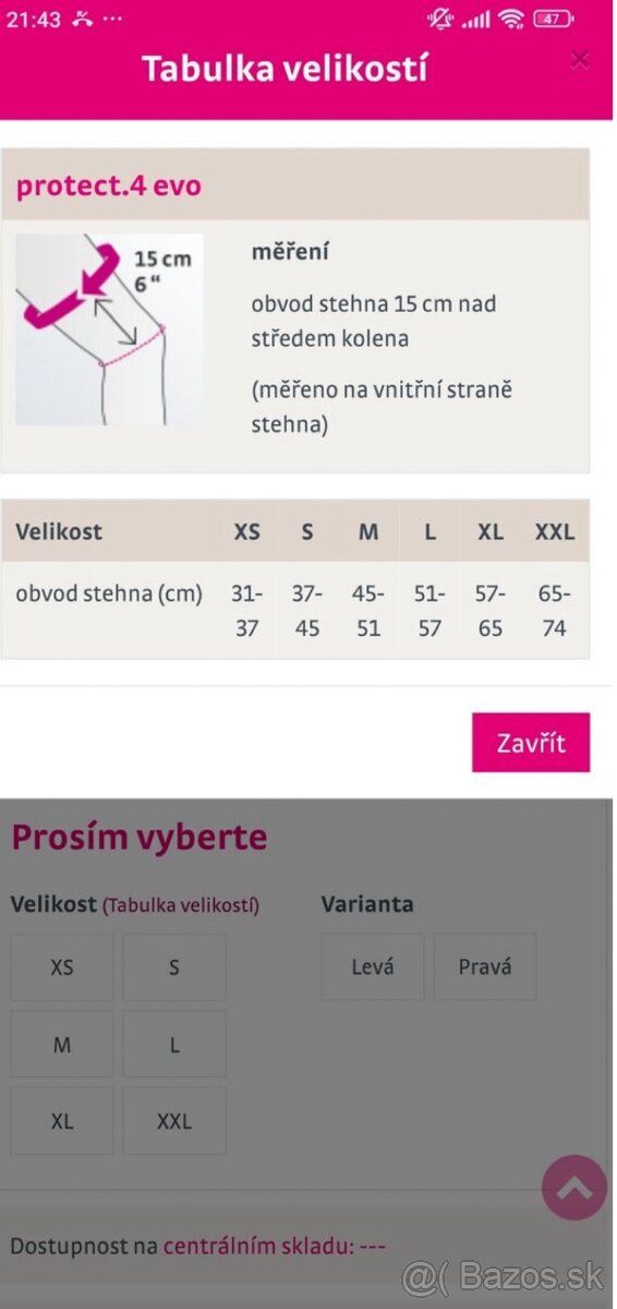 Ortéza na koleno. - 2