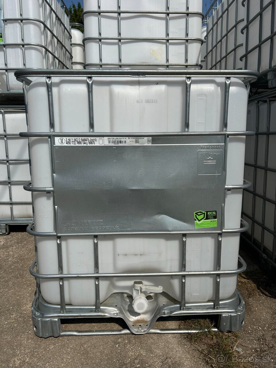 IBC nádrže 1000L na plechovej palete – ako nové - 2