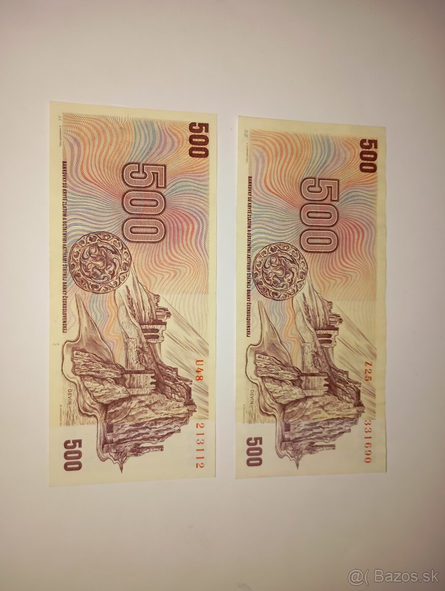 BANKOVKY 500 KČS 1973, SÉRIE Z a U, PĚKNÉ STAVY - 2